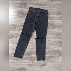 Levi's Wedgie Icon Fit Black Jeans Size 25 Distressed Destroyed